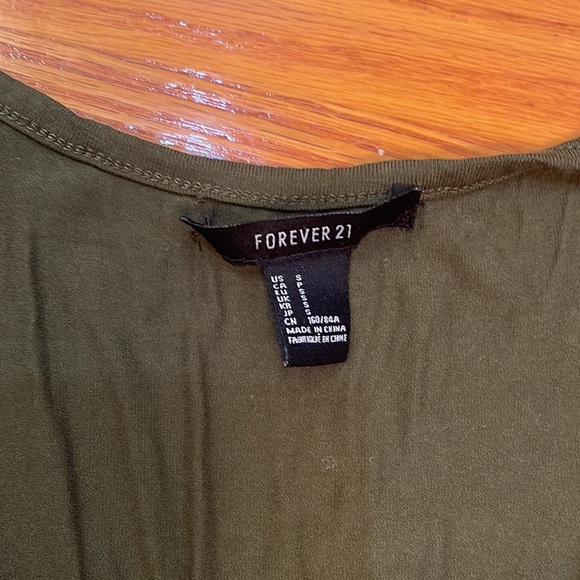 Women's Forever21 Hunter Green Olive Sleeveless Maxi Dress w/ Two Leg Slits - Picture 2 of 7